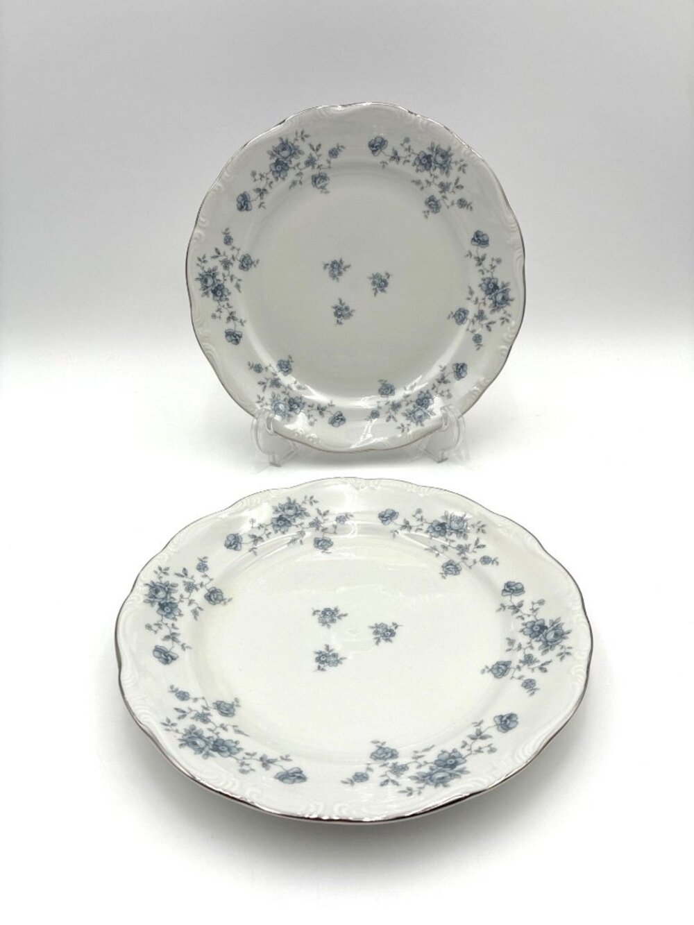 Vintage Johann Haviland China Blue Garland Set 0f 2 Salad Plates 7.75" Roses